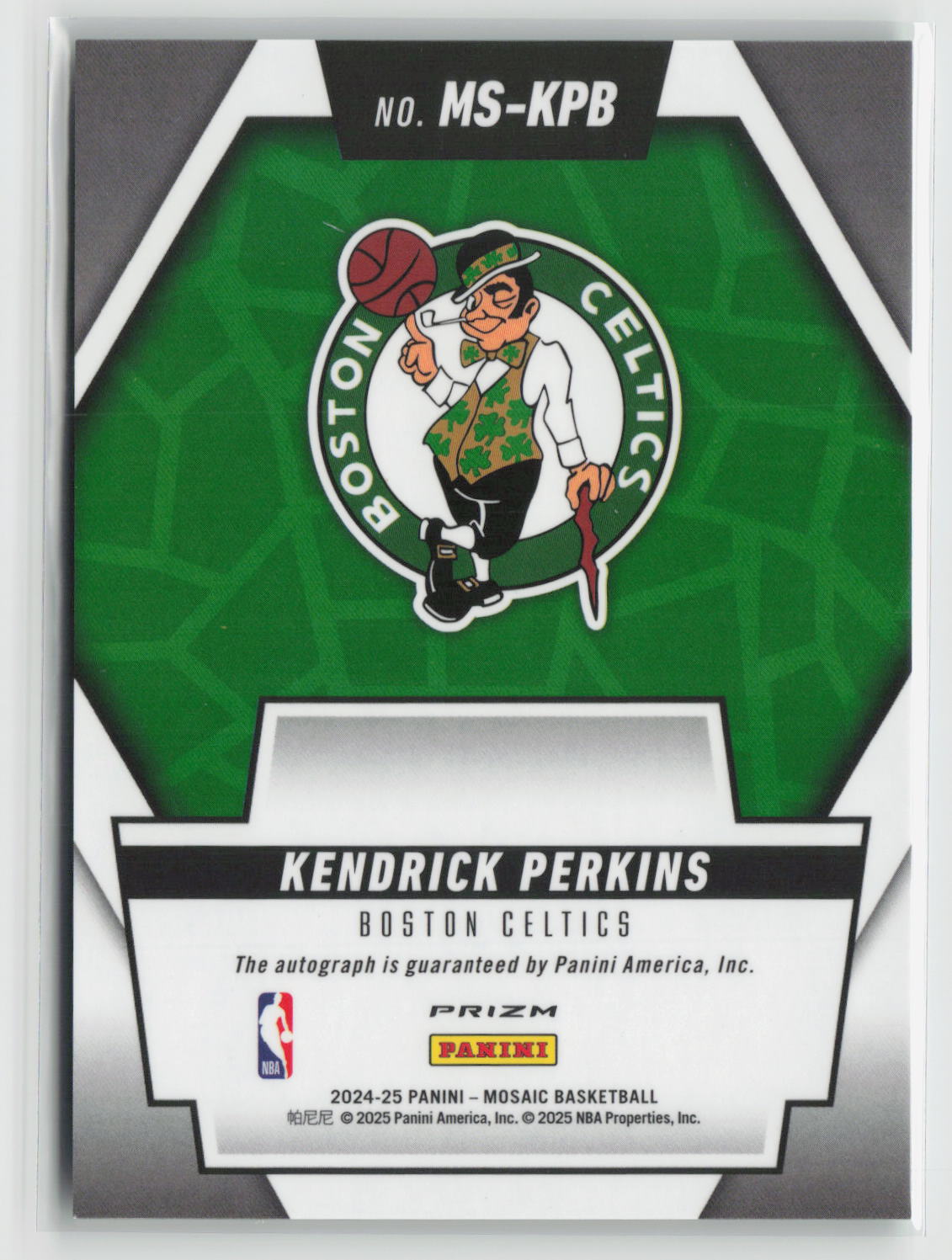 Kendrick Perkins 2024-255 Panini Mosaic Scripts Green Ice #MS-KPB