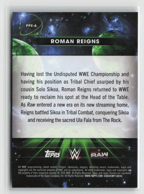 Roman Reigns 2026 Topps Chrome Cosmic WWE Planetary Pursuit Earth #PPE-6