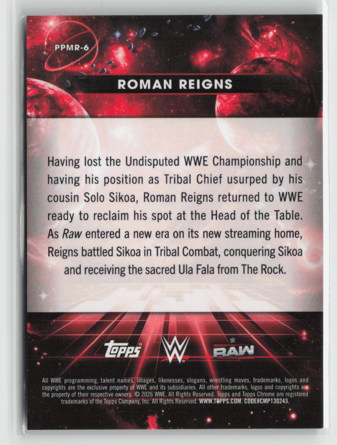 Roman Reigns 2026 Topps Chrome Cosmic WWE Planetary Pursuit Mars #PPMR-6