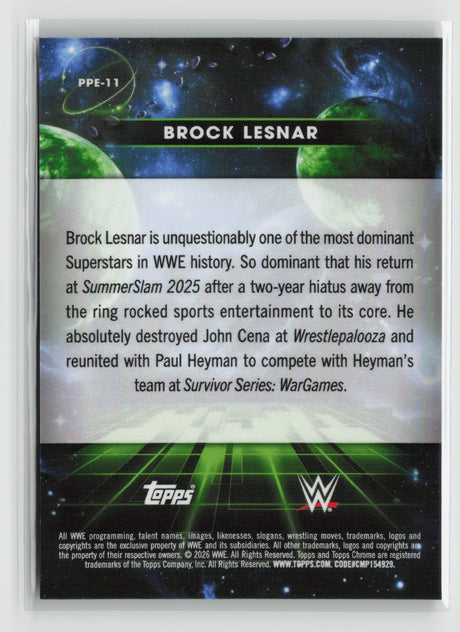 Brock Lesnar 2026 Topps Chrome Cosmic WWE Planetary Pursuit Earth #PPE-11