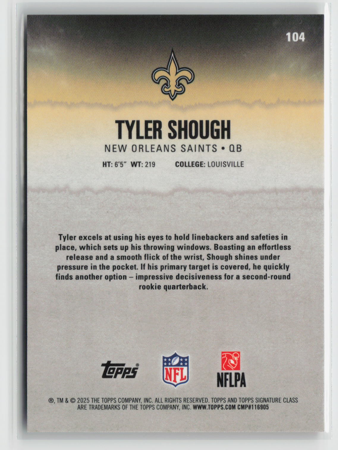 Tyler Shough 2025 Topps Signature Class Chrome Orange Refractor #104 20/50