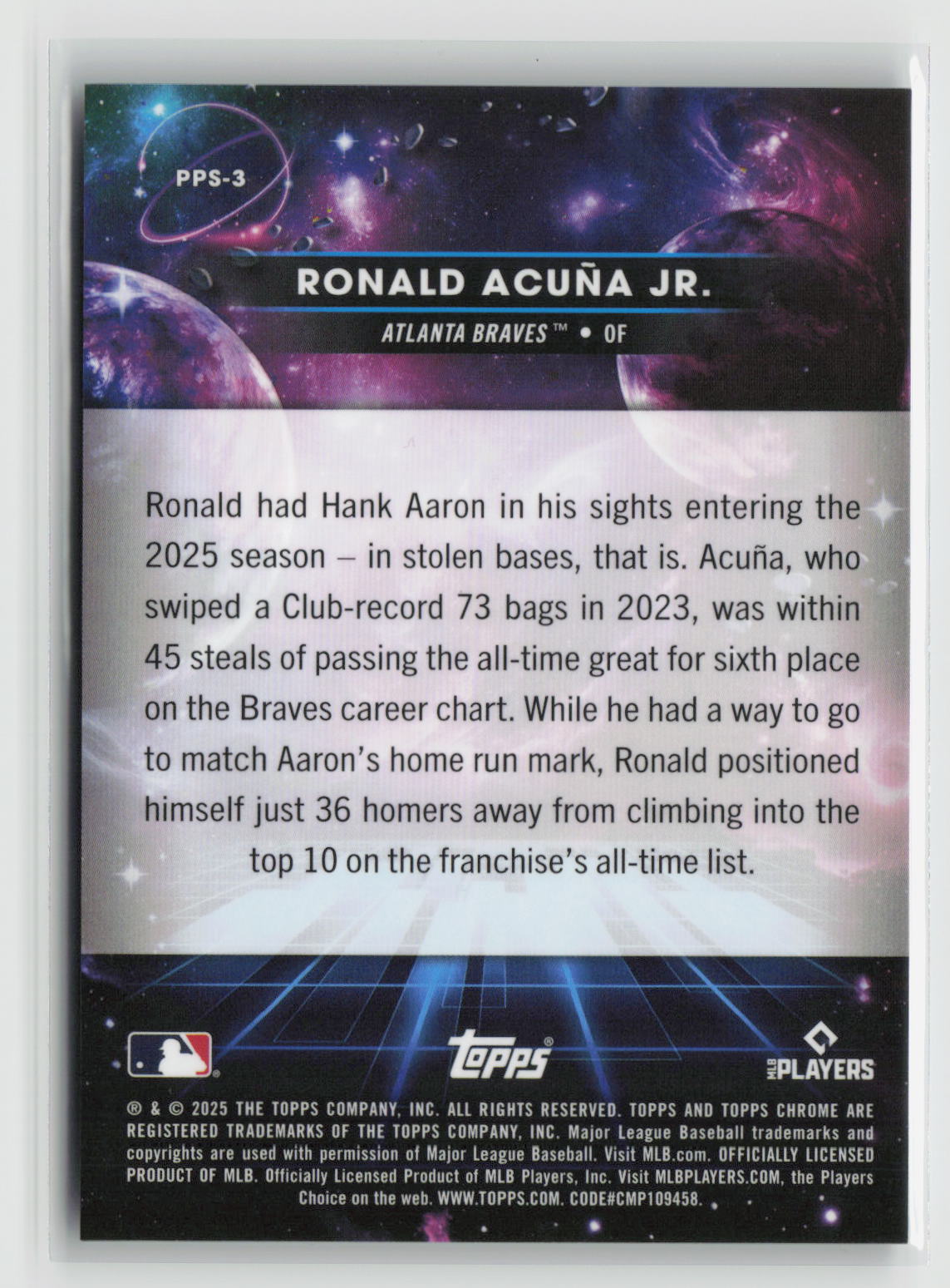 Ronald Acuna Jr 2025 Topps Chrome Cosmic Planetary Pursuit Sun #PPS-3