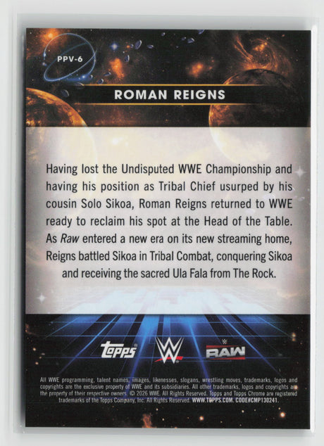 Roman Reigns 2026 Topps Chrome Cosmic WWE Planetary Pursuit Venus #PPV-6