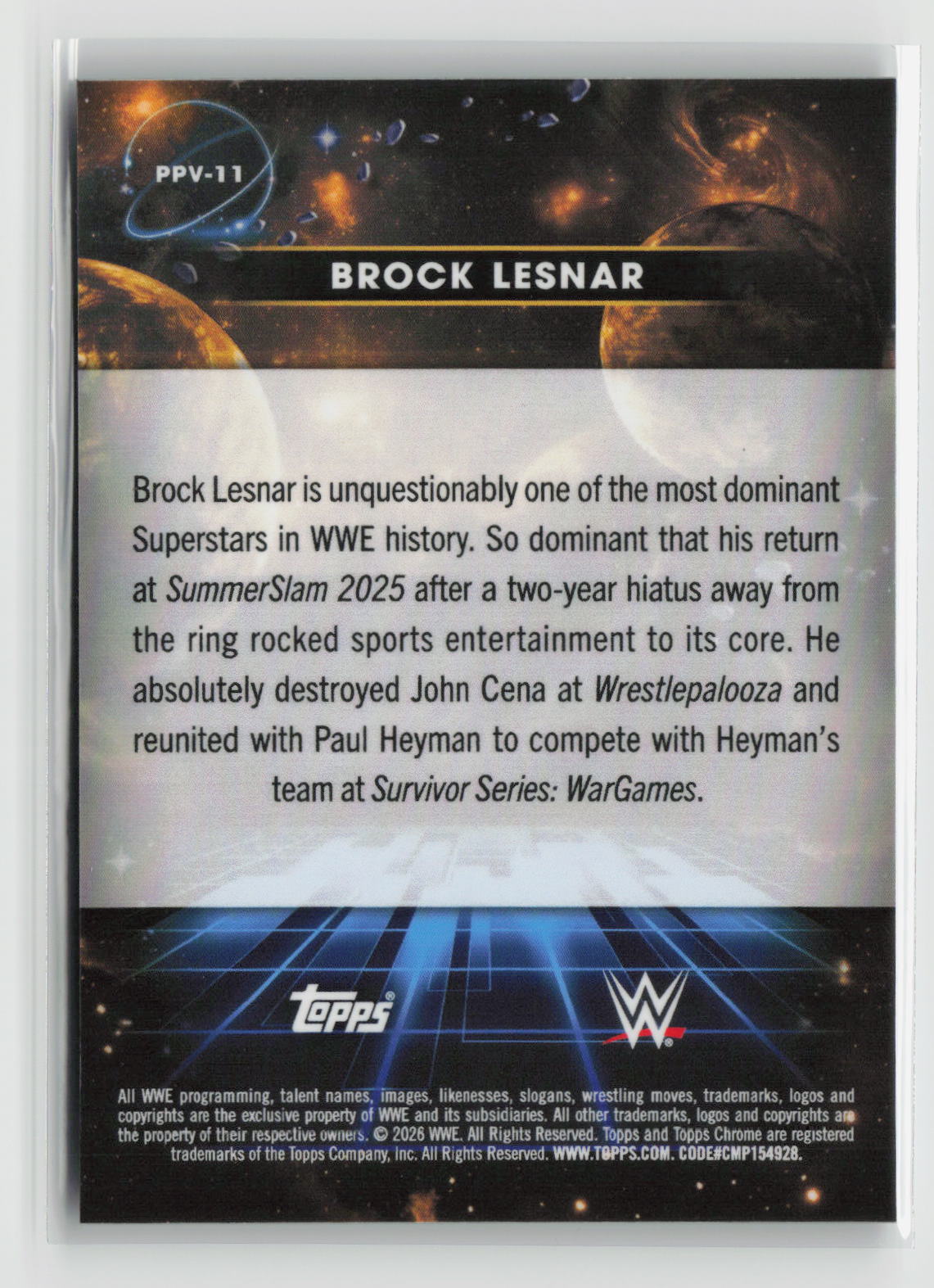 Brock Lesnar 2026 Topps Chrome Cosmic WWE Planetary Pursuit Venus #PPV-11