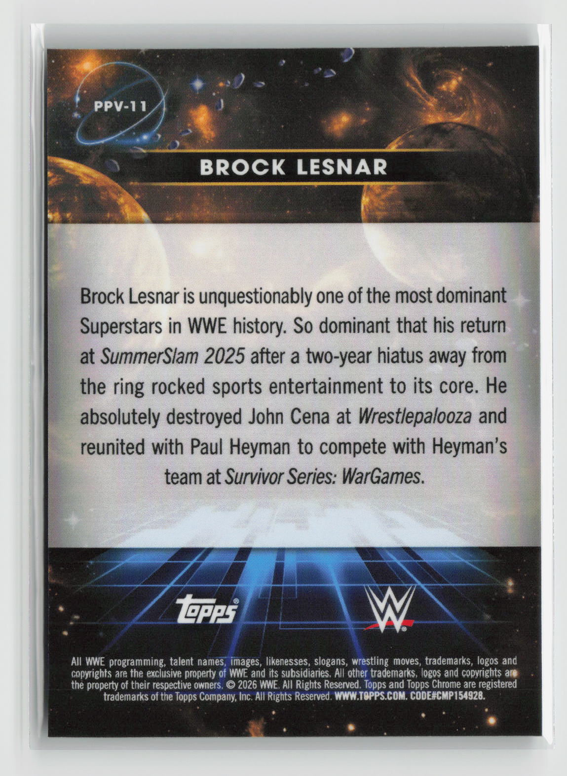 Brock Lesnar 2026 Topps Chrome Cosmic WWE Planetary Pursuit Venus #PPV-11