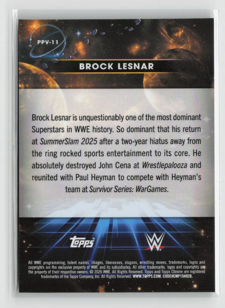 Brock Lesnar 2026 Topps Chrome Cosmic WWE Planetary Pursuit Venus #PPV-11