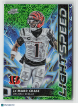 Ja'Marr Chase 2025 Chrome Cosmic Light Speed Green Space Dust Refr LS-23 12/75