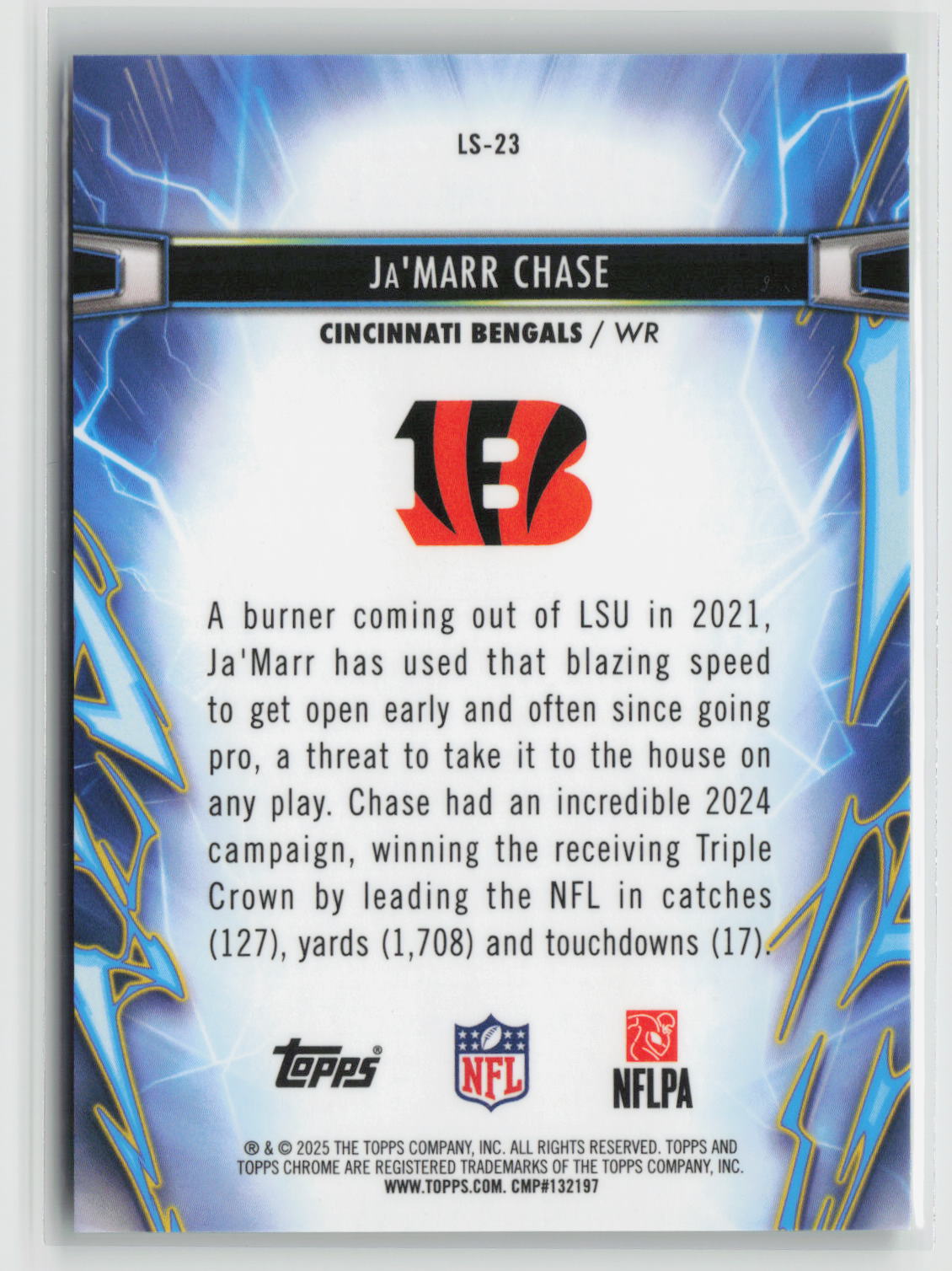 Ja'Marr Chase 2025 Chrome Cosmic Light Speed Green Space Dust Refr LS-23 12/75