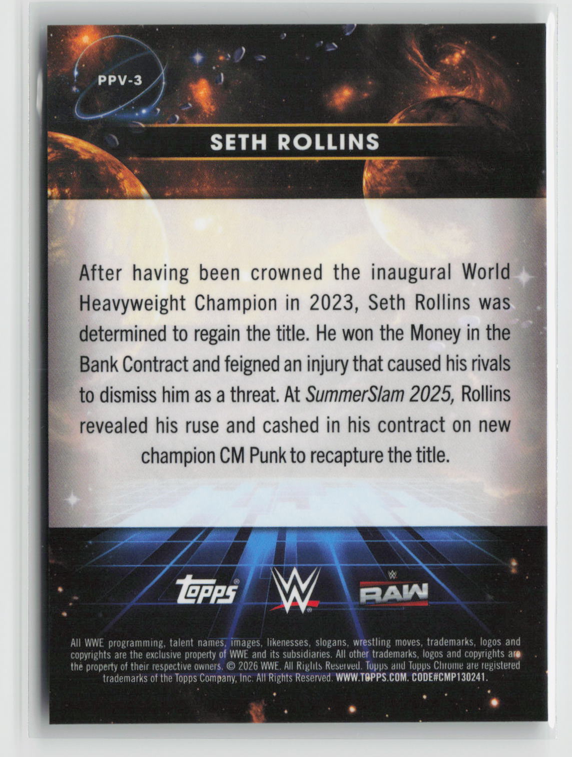 Seth Rollins 2026 Topps Chrome Cosmic WWE Planetary Pursuit Venus #PPV-3