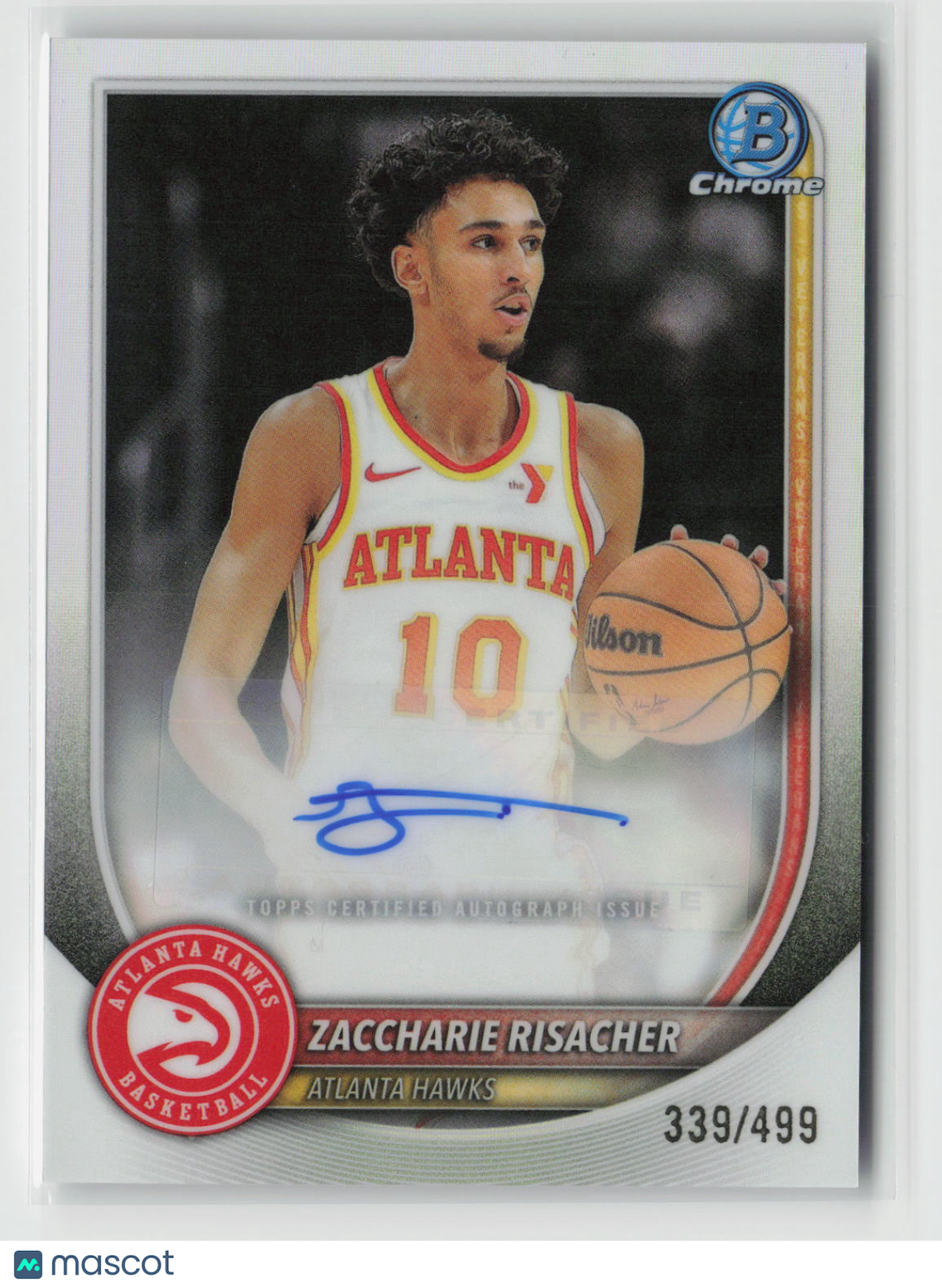 Zaccharie Risacher 2025-26 Bowman Chrome Autographs Refractor #BCA-ZR 339/499