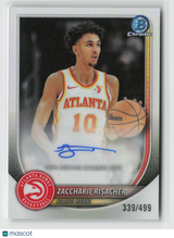 Zaccharie Risacher 2025-26 Bowman Chrome Autographs Refractor #BCA-ZR 339/499