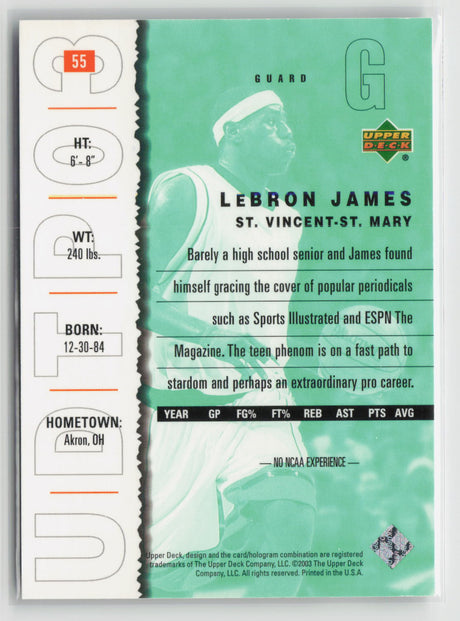 LeBron James 2003 Upper Deck UD Top Prospects #55
