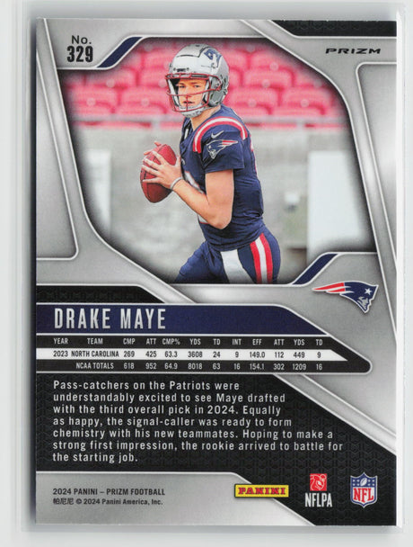Drake Maye 2024 Panini Prizm Football Red White and Blue #329