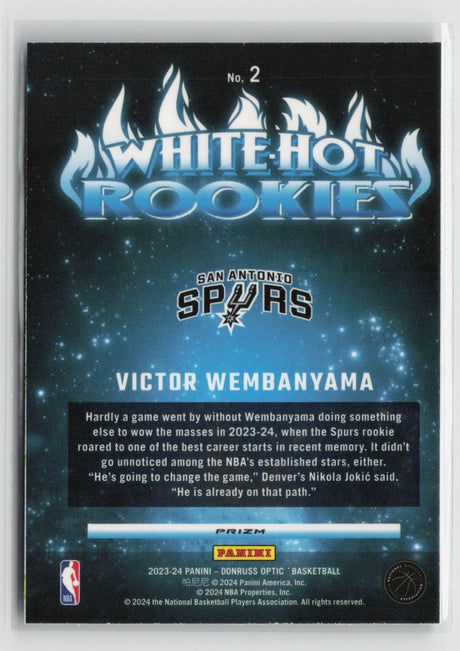 Victor Wembanyama 2023-24 Panini Donruss Optic White Hot Rookies Purple #2