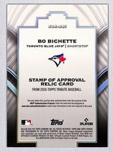 Bo Bichette 2026 Topps Tribute Stamp of Approval Relic #SOA-BBI 189/199