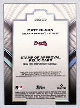 Matt Olson 2026 Topps Tribute Stamp of Approval Relic #SOA-MO 140/150