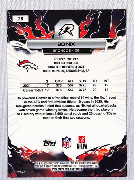Bo Nix 2025 Topps Resurgence Orange #28 24/25
