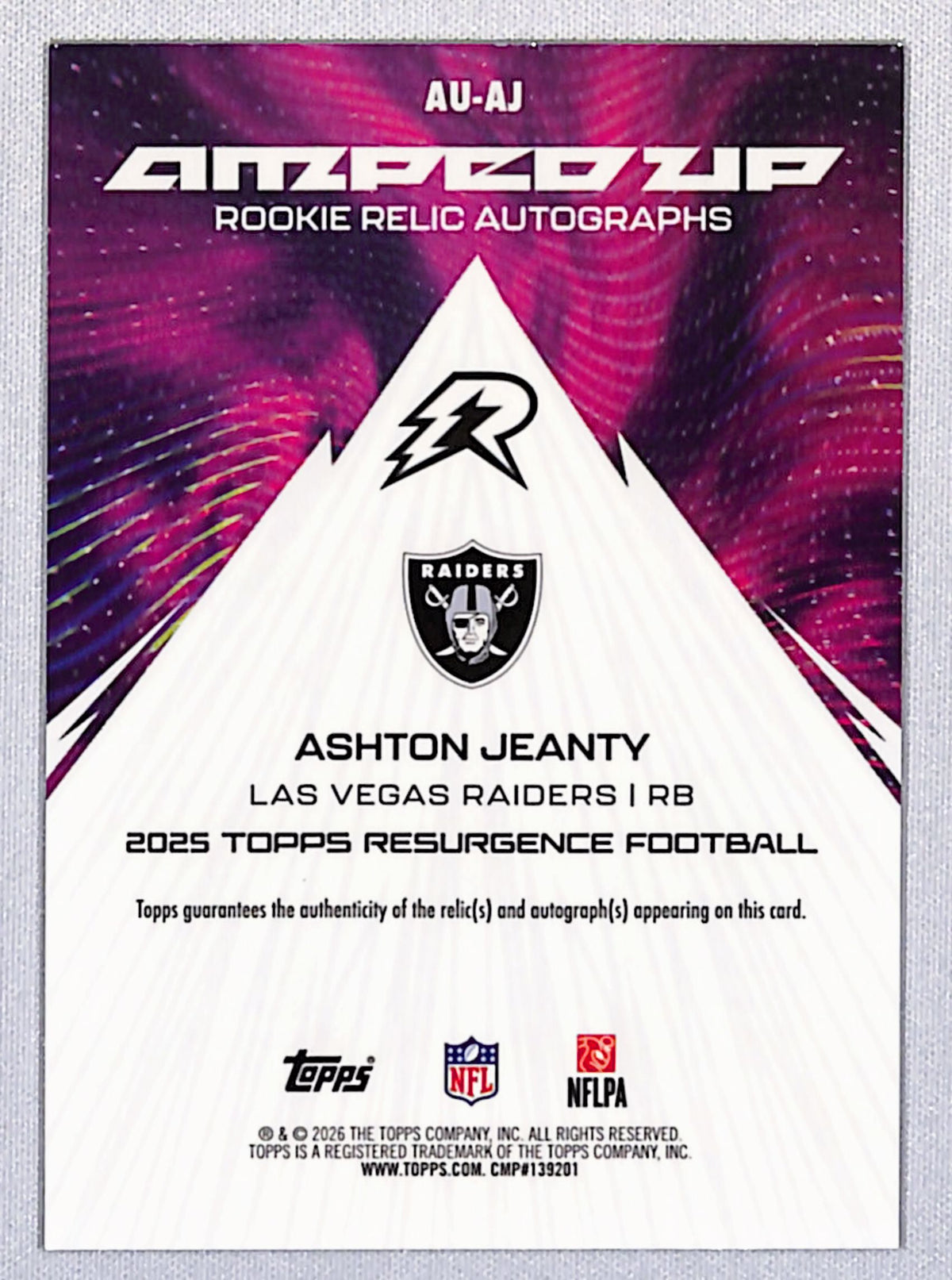 Ashton Jeanty 2025 Topps Resurgence Amped Up Rookie Relic Autographs #AU-AJ