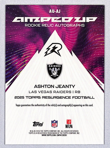 Ashton Jeanty 2025 Topps Resurgence Amped Up Rookie Relic Autographs #AU-AJ