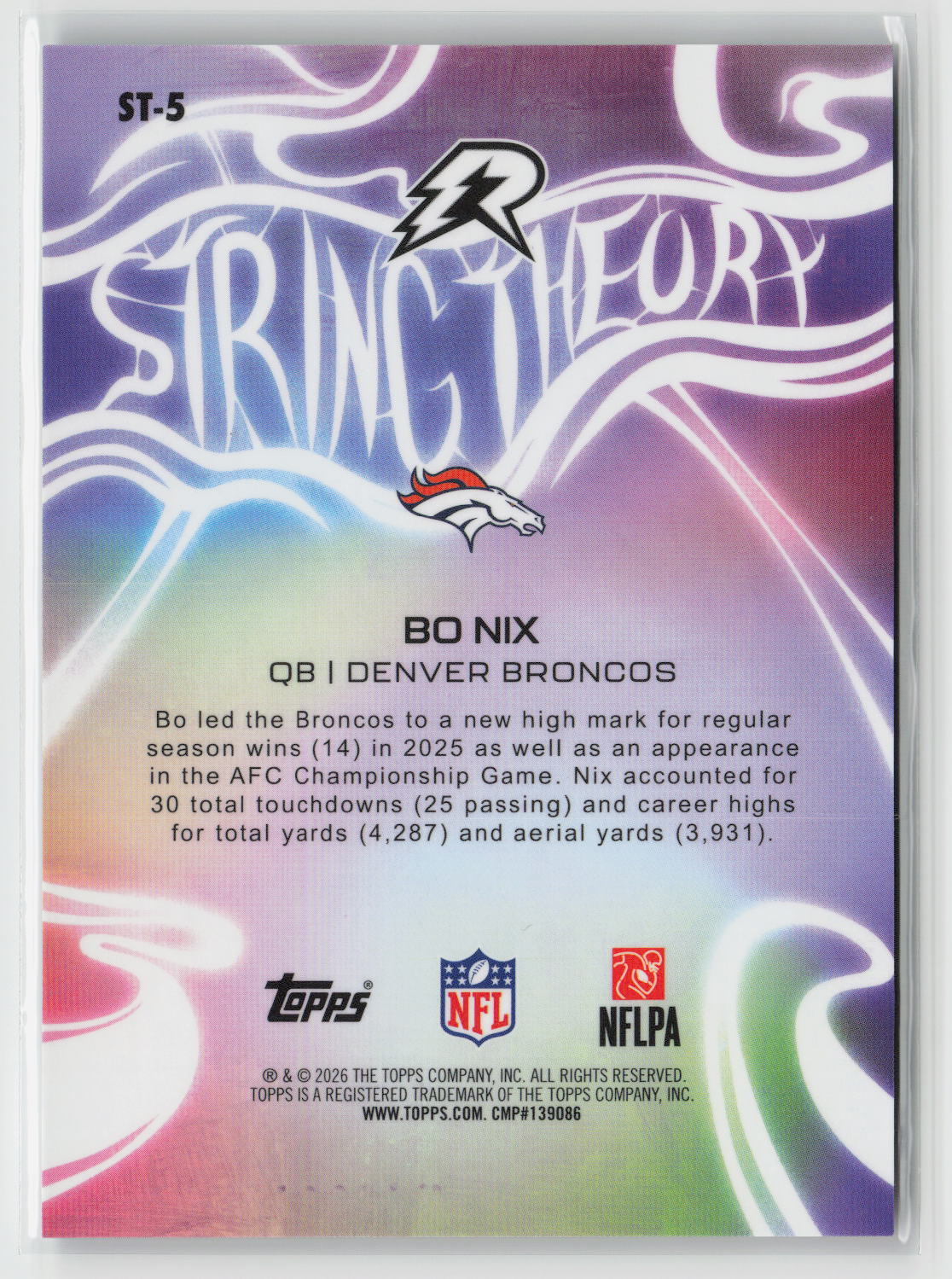 Bo Nix 2026 Topps Rip String Theory #ST-5