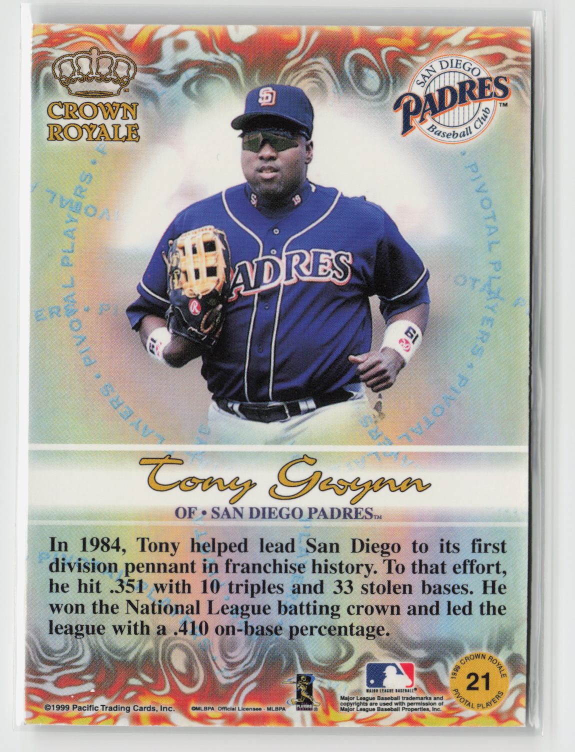 Tony Gwynn 1999 Pacific Crown Royale Pivotal Players #21
