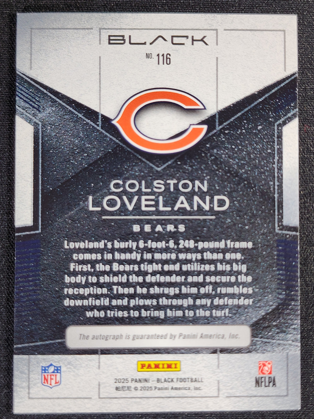 Colston Loveland 2025 Panini Black Football Royal Autographs #116 3/99