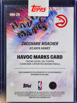 Zaccharie Risacher 2026 Topps Chrome Updates Basketball Havoc Marks #HM-ZR 26/75