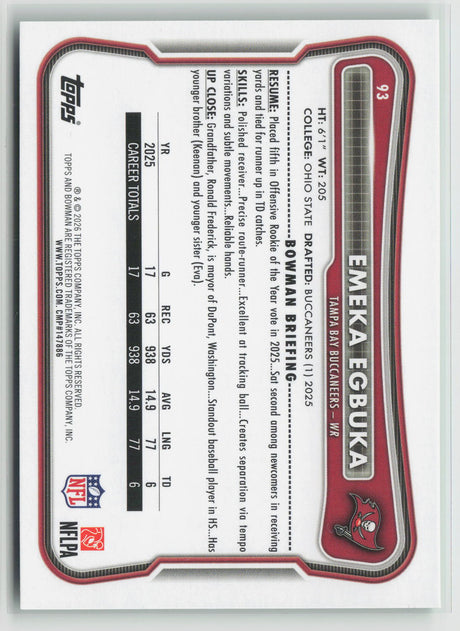 Emeka Egbuka 2026 Topps Bowman Green #93 10/99