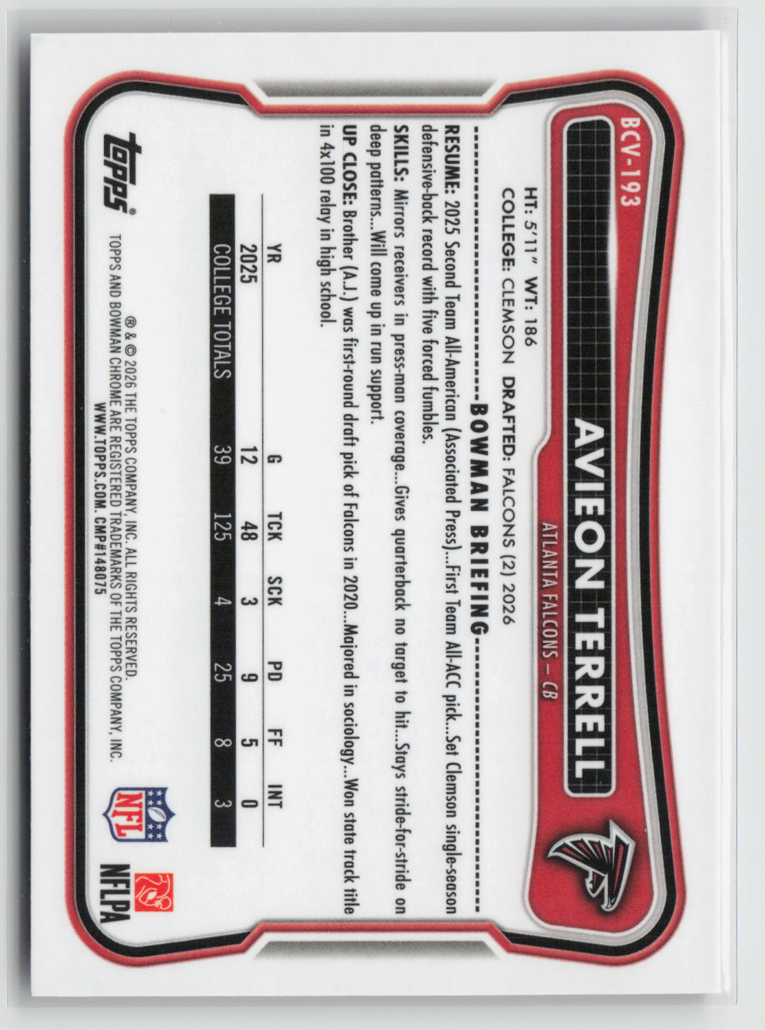 Avieon Terrell 2026 Bowman Chrome Fuchsia Refractor #BCV-193 006/299