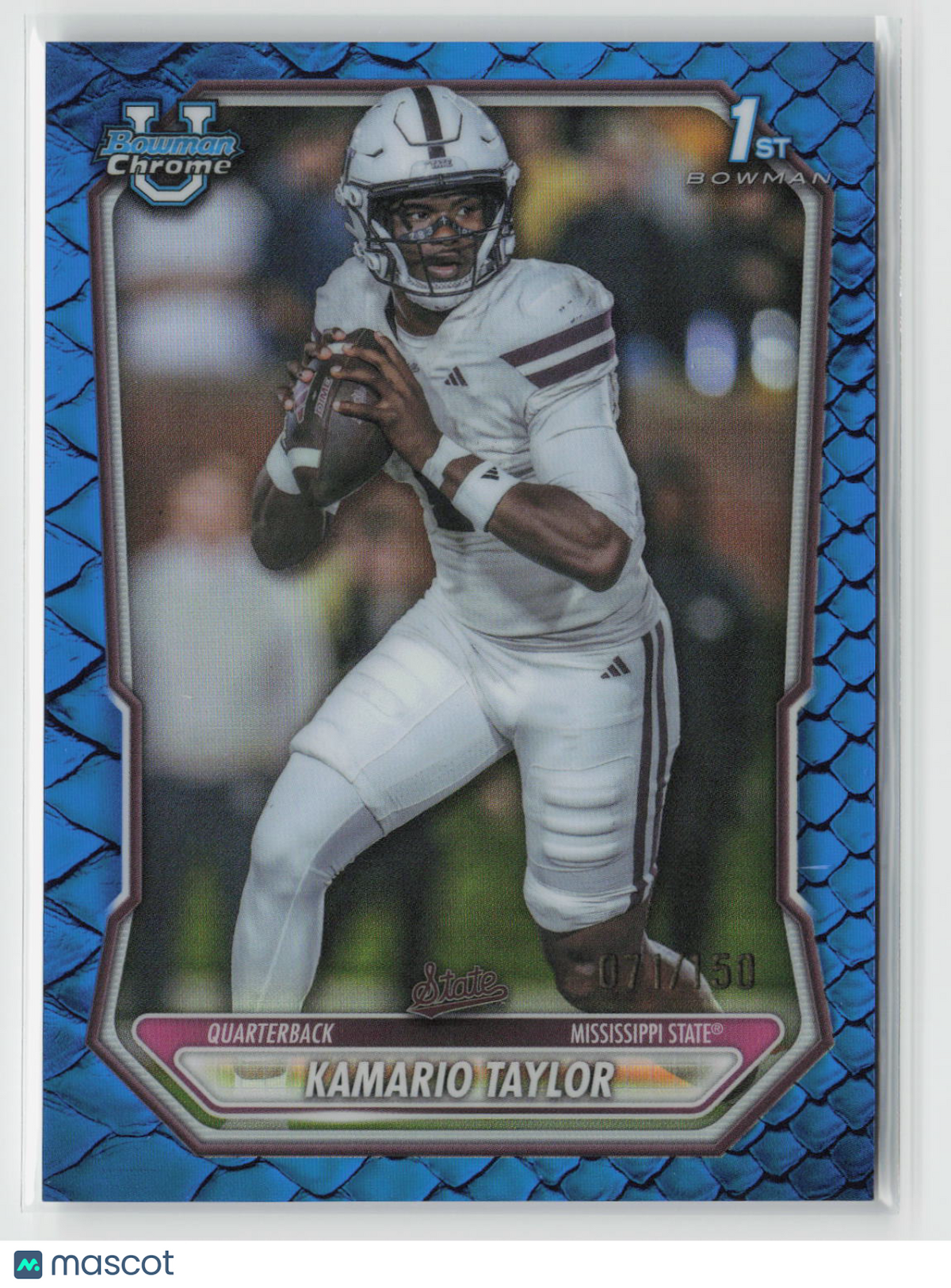 Kamario Taylor 2026 Bowman Chrome U Blue Reptilian Refractor #BCP-100 071/150