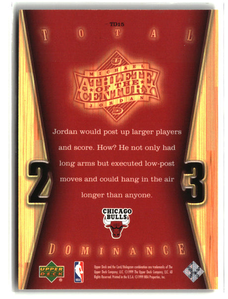 Michael Jordan 1999 Upper Deck Athlete of the Century Total Dominance #TD15