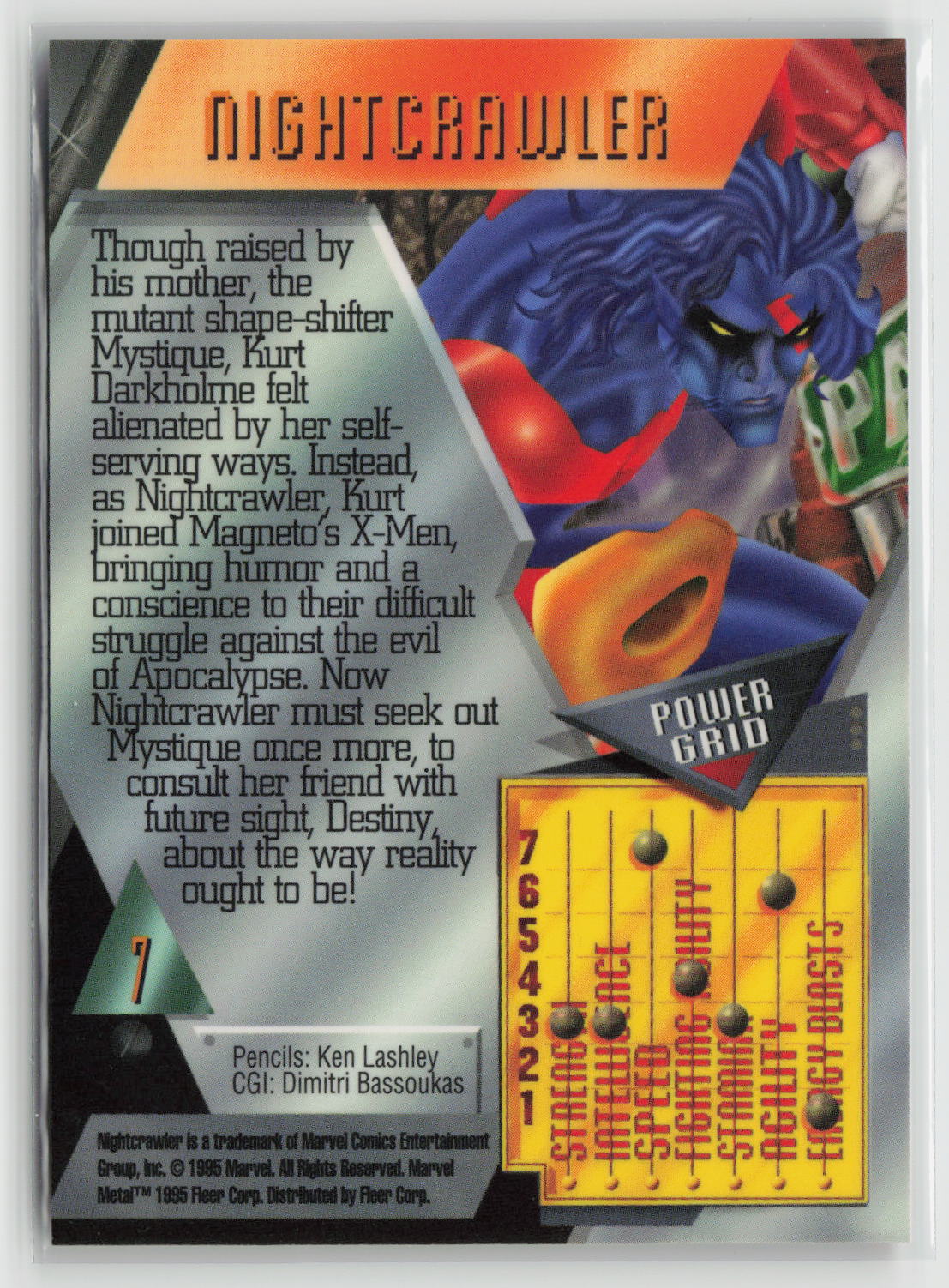Nightcrawler 1995 Fleer Marvel Metal #7
