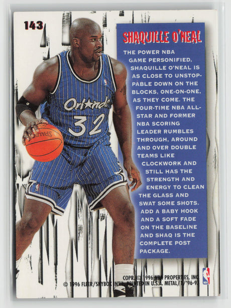 Shaquille O'Neal 1996 Fleer Metal Metal Shredders #143