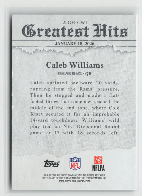 Caleb Williams 2026 Topps Greatest Hits Green #25GH-CWI 77/99