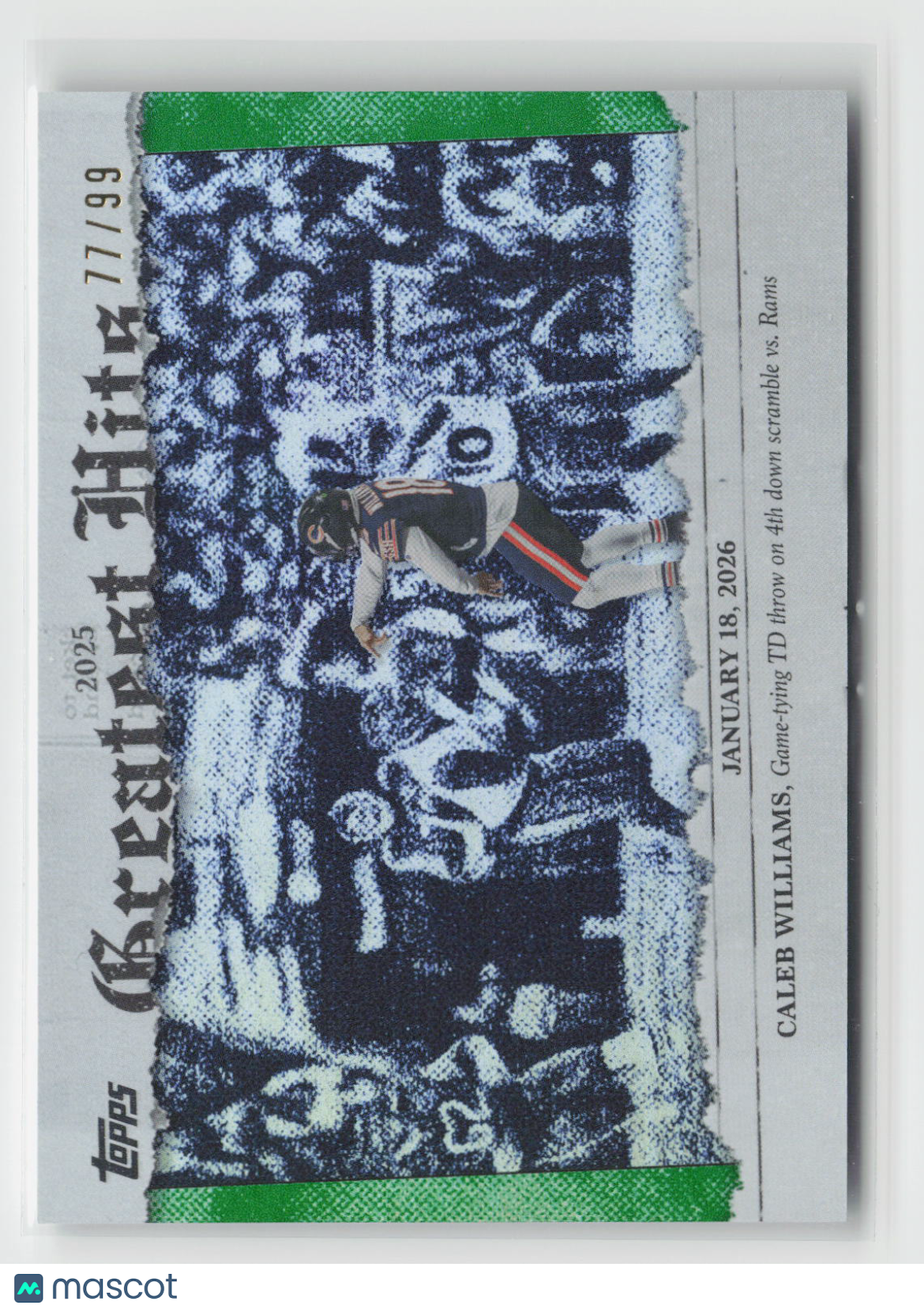 Caleb Williams 2026 Topps Greatest Hits Green #25GH-CWI 77/99