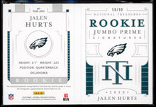 Load image into Gallery viewer, Jalen Hurts 2020 National Treasures Rookie Jumbo Prime Signatures 58/99
