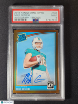 Mike Gesicki 2018 Panini Donruss Optic Autograph Bronze #187 PSA 9