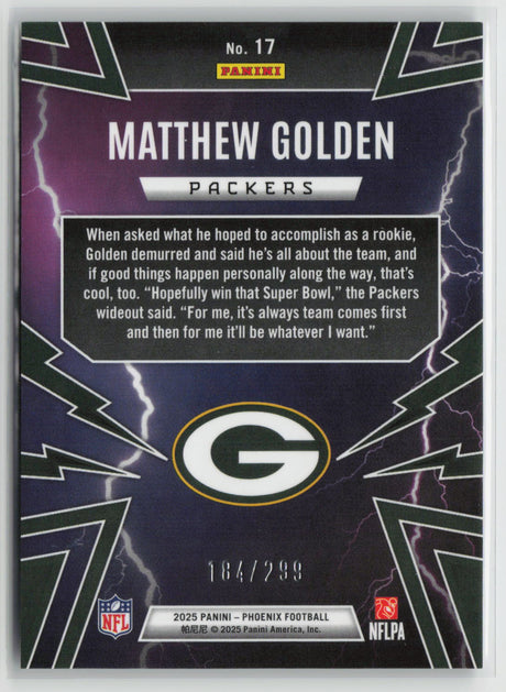 Matthew Golden 2025 Panini Phoenix Thunderbirds Silver Pyramids Prizm #17 /299