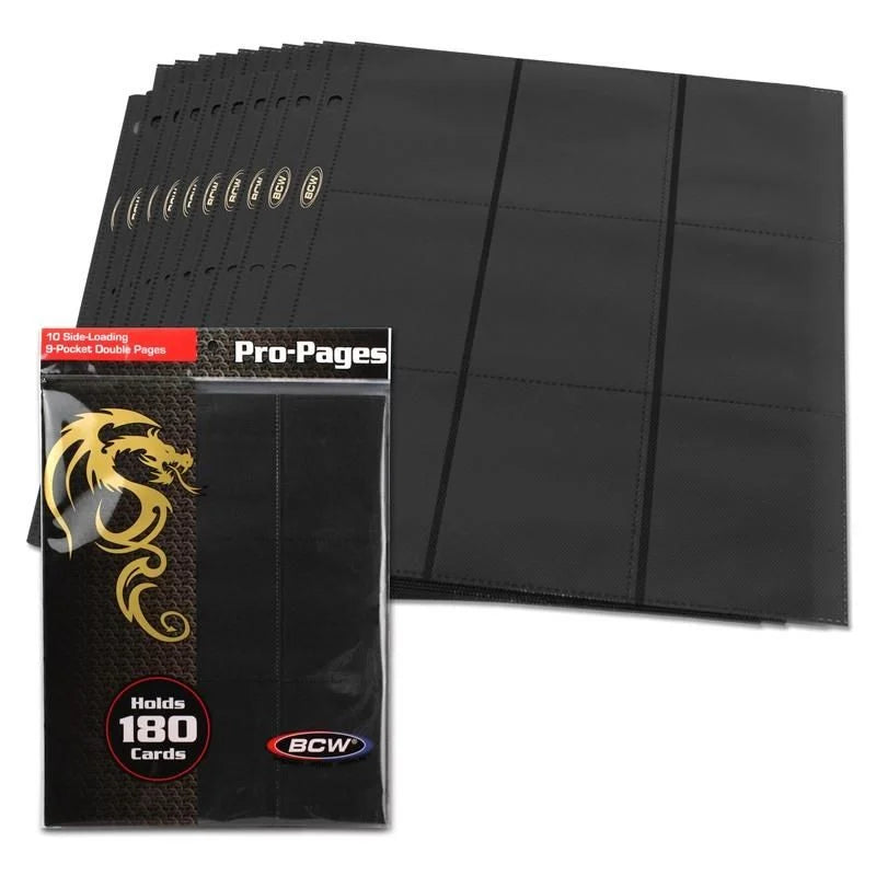 BCW: Side Loading 18-Pocket Pro Pages - Black