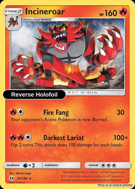Incineroar - 26/149 - [SM01 - SM Base Set] - Reverse Holofoil