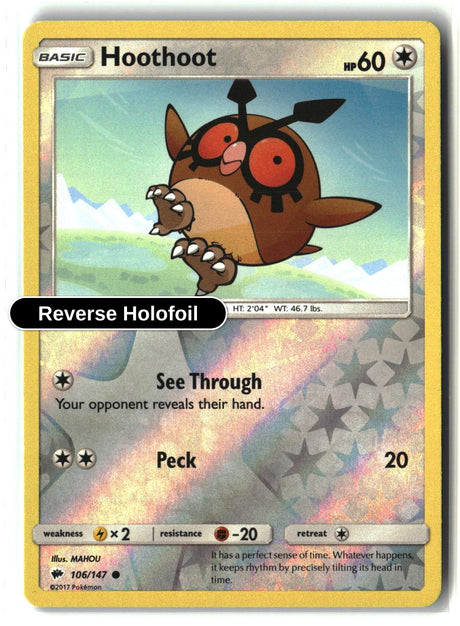 Hoothoot - 106/147 - [SM03 - SM - Burning Shadows] - Reverse Holofoil