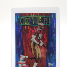 Load image into Gallery viewer, Jerry Rice 1999 Topps Career Best Deep Threats Red Blue Refractor SB28
