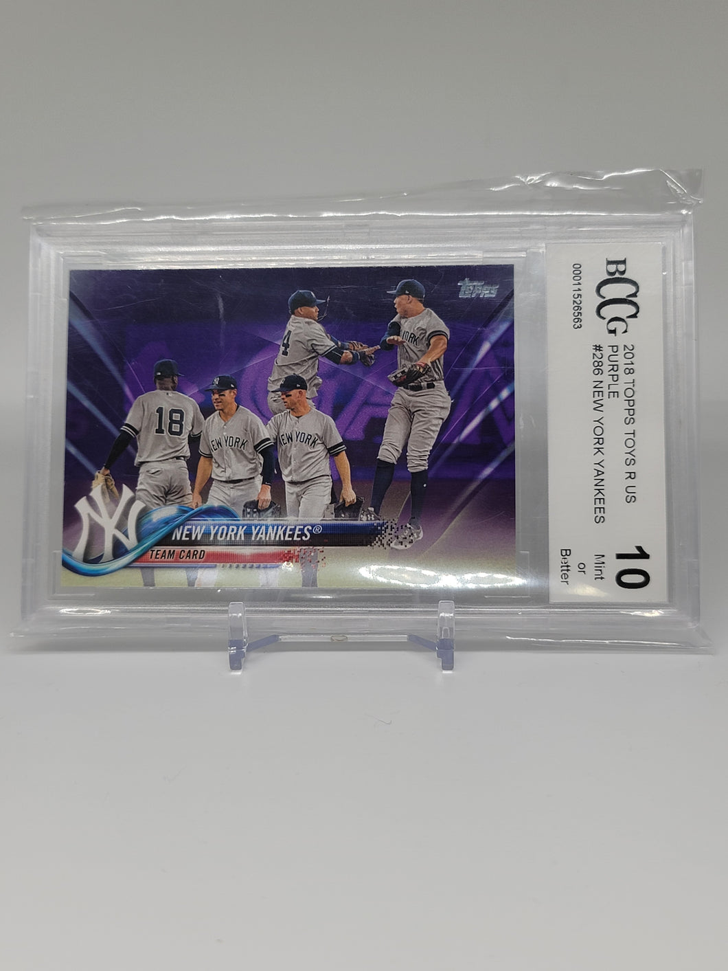 New York Yankees 2018 Topps Toys R Us Purple Team Card 286 BCCG 10   S4716
