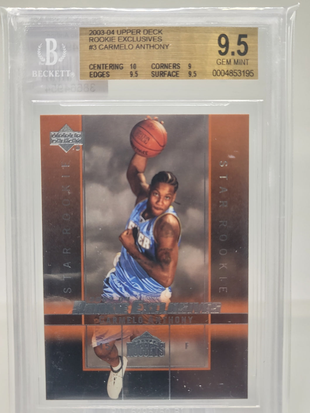 Carmelo Anthony 2003 Upper Deck Rookie Exclusives 3 BGS 9.5    S4933