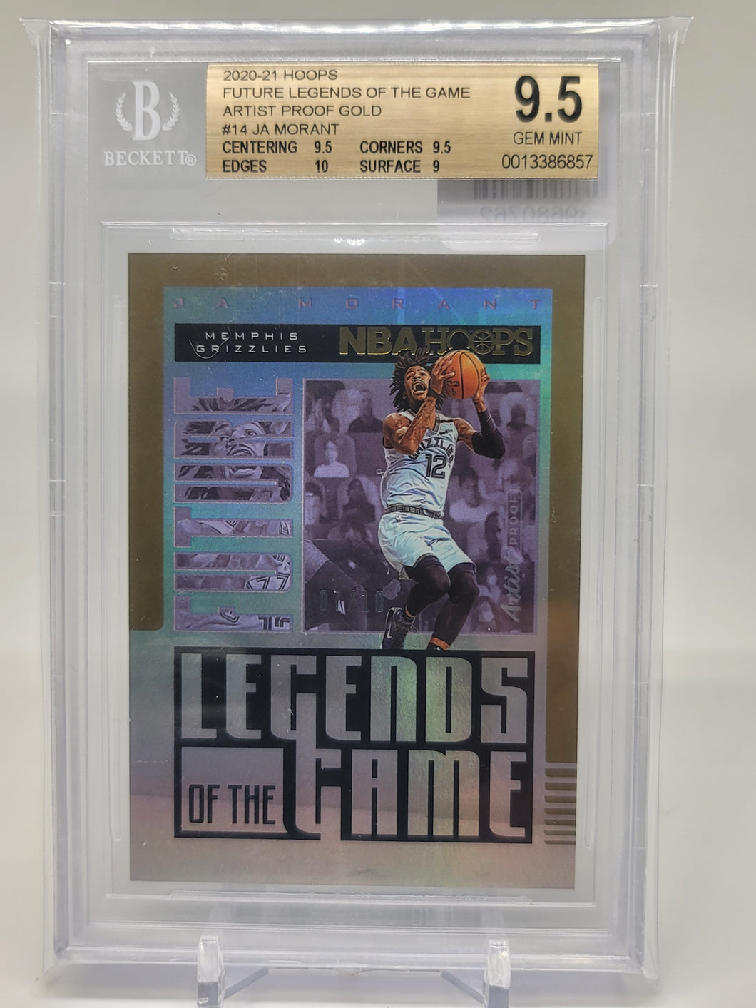 Ja Morant 2020 Hoops Future Legends of The Game Artist Proof Gold 14 #07/10 BGS 9.5    S4944