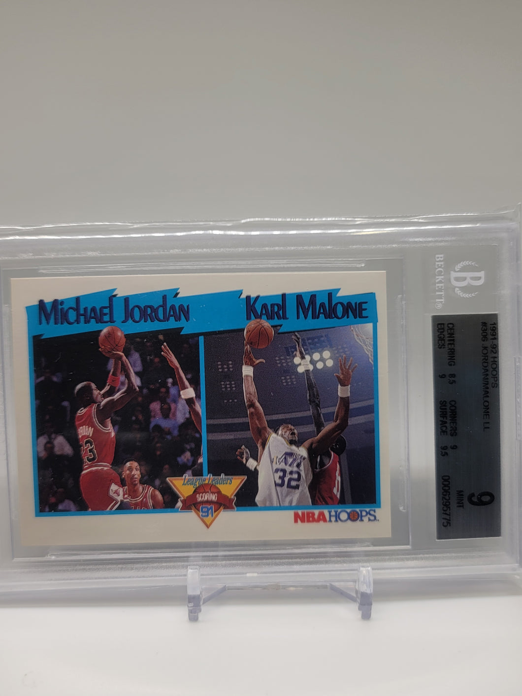 Jordan/Malone 1991 Hoops 306 BGS 9    S4859