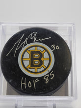 Load image into Gallery viewer, Gerry Cheevers Signed Bruins Puck Autograph &quot;HOF&quot; Inscription AJ Sports World Authenticated

