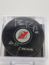 Brian Rafalski Signed & Inscribed New Jersey Devils Puck - 2X SC Champs Dave and Adams Authenticated