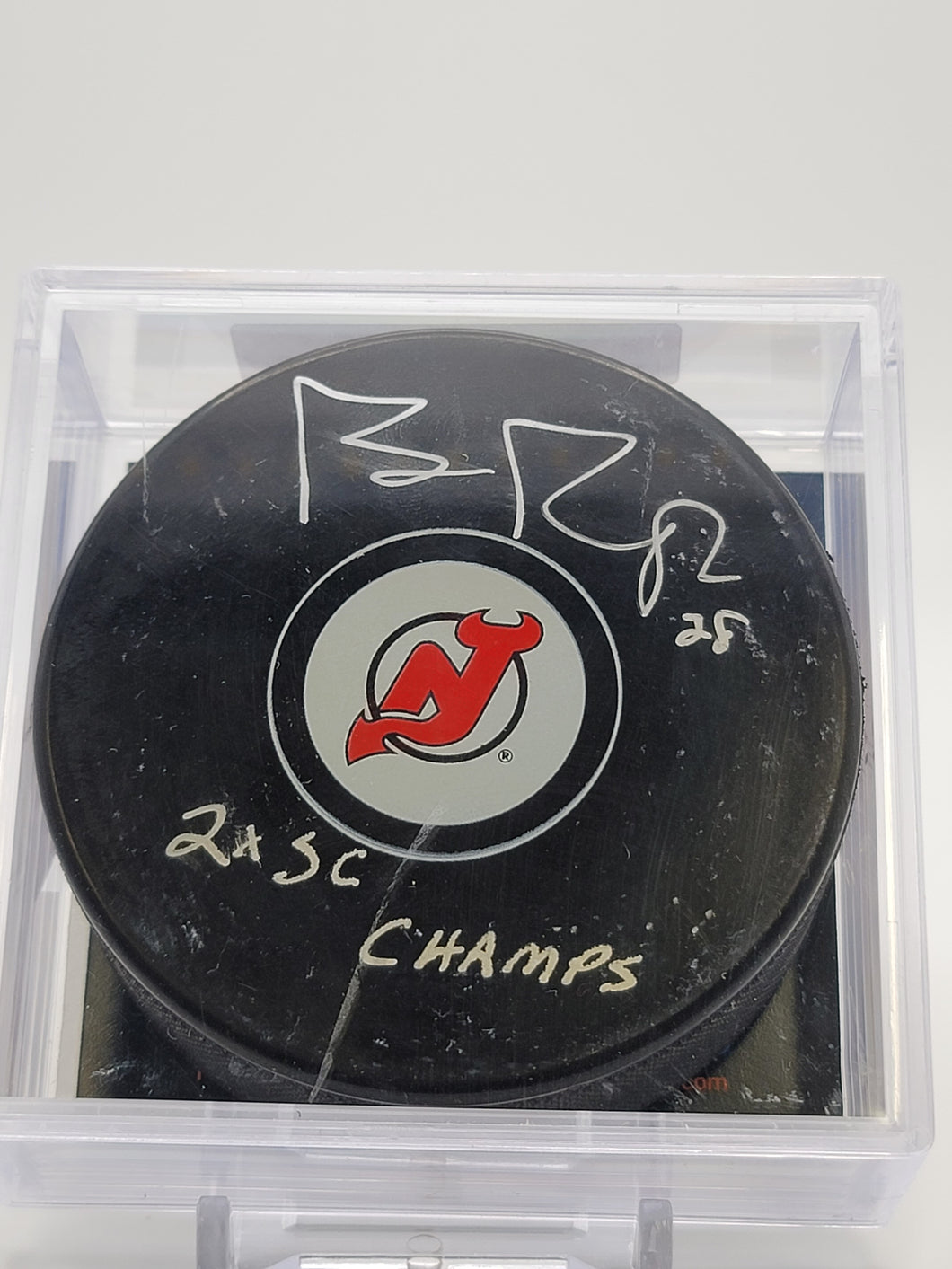 Brian Rafalski Signed & Inscribed New Jersey Devils Puck - 2X SC Champs Dave and Adams Authenticated