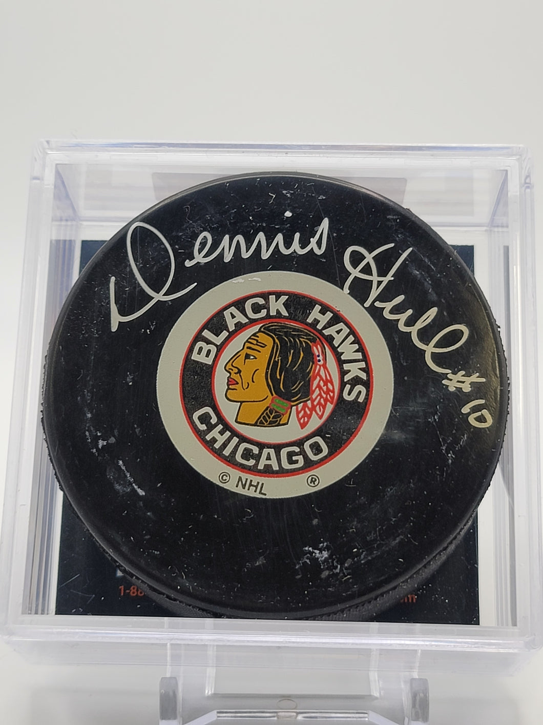 Dennis Hull Chicago Blackhawks Autographed Hockey Puck Dave and Adams Authenticated 
